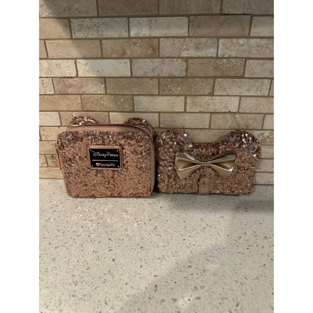 disney rose gold loungefly wallet phone case bundle